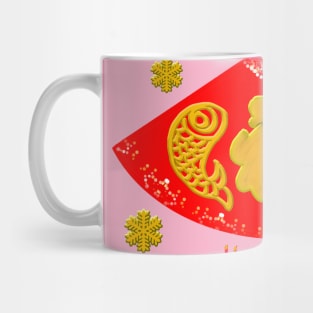 Golden Wishes: Fan-shaped decorations with blessings word in Chinese style Mug